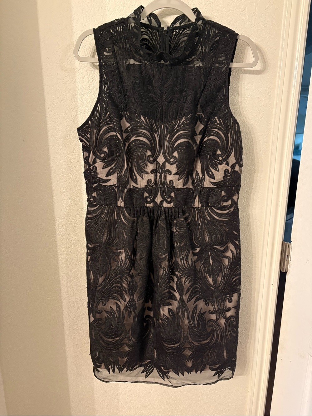 Yoana Baraschi Black Lace Lined Mini Dress LBD Size 12 Flawed - See Photos